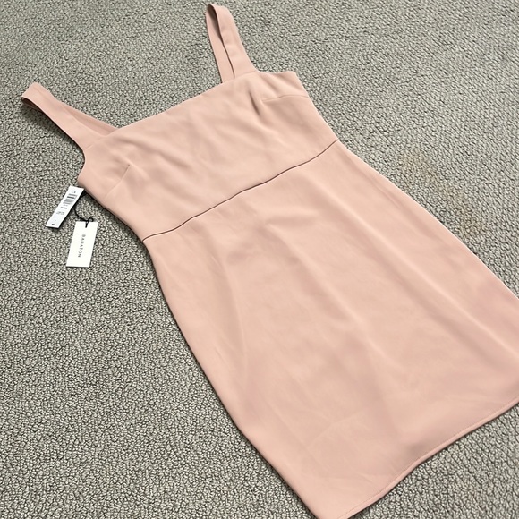 Aritzia Babaton 90s Mini Dress Fawn Pink Square Neck NEW 4 - Picture 3 of 7